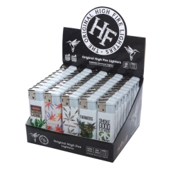 High Fire Refillable Piezo Lighters (1 display 50 lighters) Leafs II Graphics
